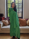 1970s Mister Darren Green Lycra Handkerchief Hem Maxi Dress