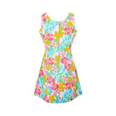 ARCHIVE - 1960s Textured Cotton Bright Floral Print A-Line Dress