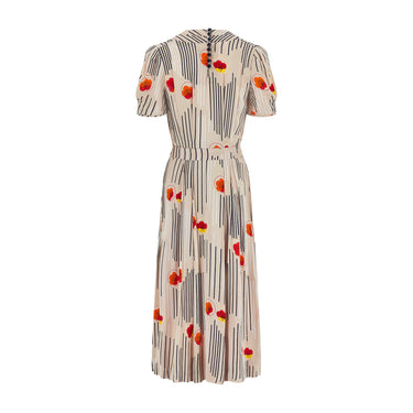 1970s Jeff Banks Art Deco Geometric Print Midi Dress