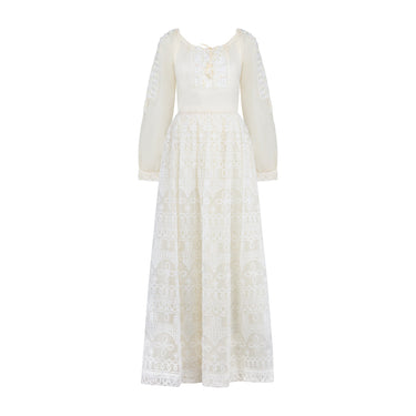 1970s Bellville Sassoon White Silk Sequin Embroidered Dress