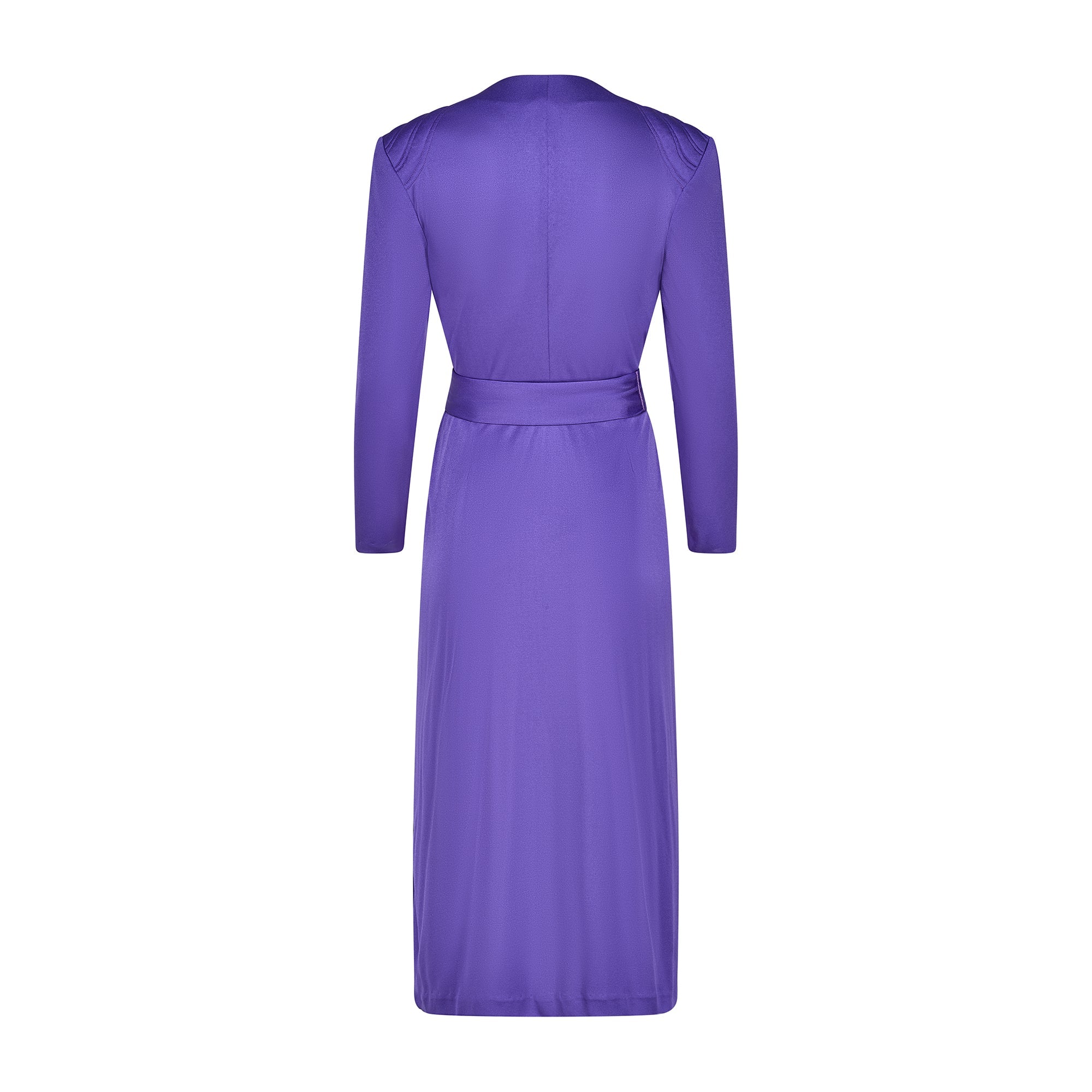 1970s Biba Purple Jersey Wrap Dress with Tonal Belt 1970s Biba Purple Jersey Wrap Dress with Tonal Belt