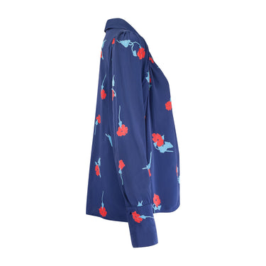 ARCHIVE - 1970s Ossie Clark with Celia Birtwell Print Blue Rayon Floral Shirt