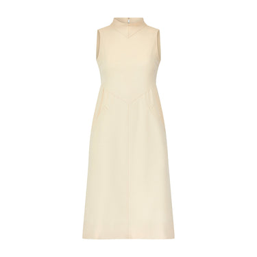1970s Courreges Cream Wool Sleeveless Dress