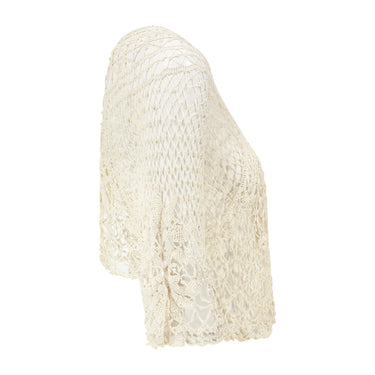 ARCHIVE - 1970s Cream Crochet Dragonfly Net Top
