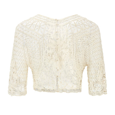 ARCHIVE - 1970s Cream Crochet Dragonfly Net Top