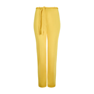 ARCHIVE - 1970s Dana Yellow Jersey Crop Top and Trousers with Braid Detail