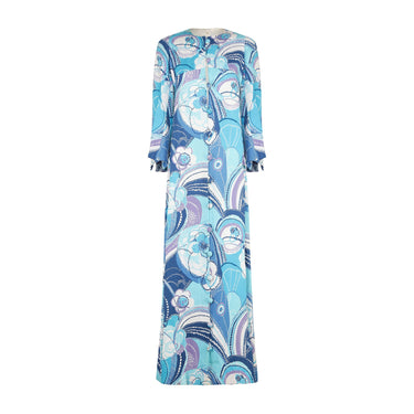 1968 Documented Diorling by Christian Dior Blue Floral Coat Dress