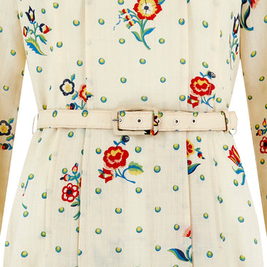ARCHIVE - 1970s Hildebrand Cream Wool Floral Liberty Print Dress