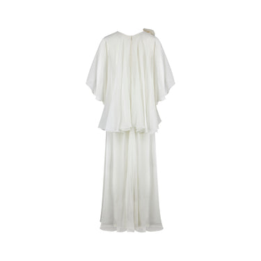 ARCHIVE - 1970s Jean Varon Cream Georgette Tiered Maxi Dress
