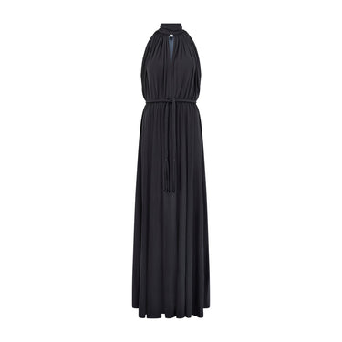 ARCHIVE - 1970s John Marks Black Jersey Maxi Dress with Braided Belt