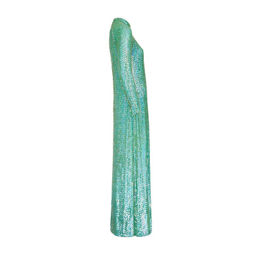 ARCHIVE - 1970s Lord and Taylor Green Iridescent Sequin Maxi Dress