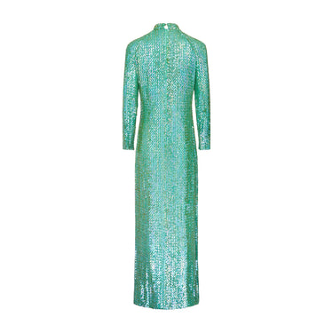 ARCHIVE - 1970s Lord and Taylor Green Iridescent Sequin Maxi Dress