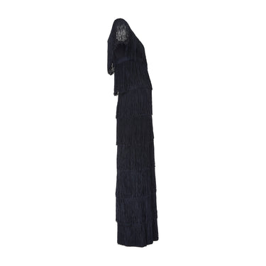 ARCHIVE - 1970s Documented Loris Azzaro Black Tassel Column Dress