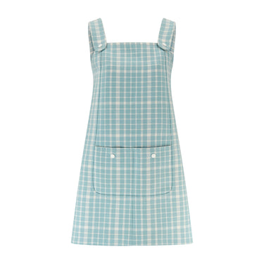 1970s Miss Dior Blue and White Gingham Check Dress