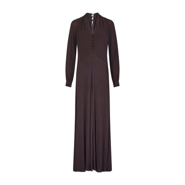 ARCHIVE - 1970s Roland Klein Brown Silk Jersey Maxi Dress