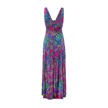 1970s Rose Marie Reid Colourful Paisley Print Maxi Dress