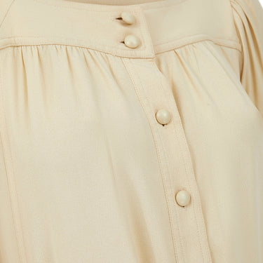 ARCHIVE - 1975 Yves Saint Laurent Runway Cream Crepe Tunic Dress with Tie Belt