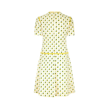 ARCHIVE - 1973 Documented Christian Dior London Art Deco Print Wool Dress
