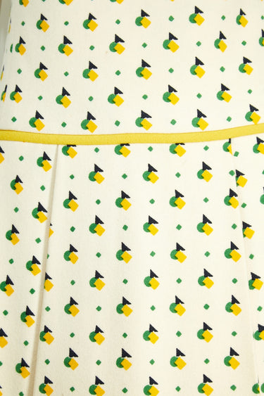 ARCHIVE - 1973 Documented Christian Dior London Art Deco Print Wool Dress