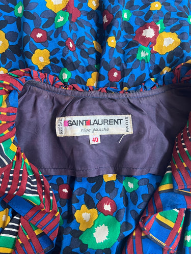 ARCHIVE - 1980 Yves Saint Laurent Runway Floral Print Shirtwaister Dress