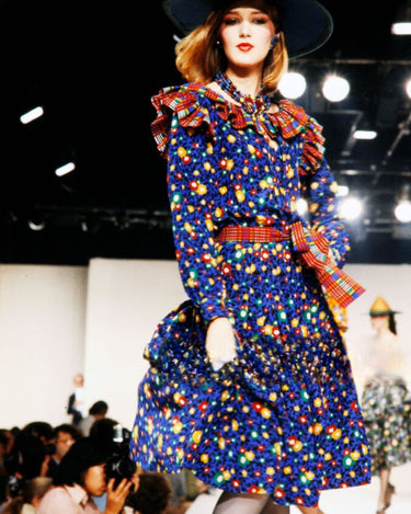 ARCHIVE - 1980 Yves Saint Laurent Runway Floral Print Shirtwaister Dress