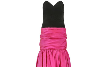 ARCHIVE - 1980s Hidy Misawa Black Velvet and Hot Pink Silk Dress
