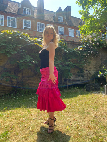 ARCHIVE - 1980s Hidy Misawa Black Velvet and Hot Pink Silk Dress