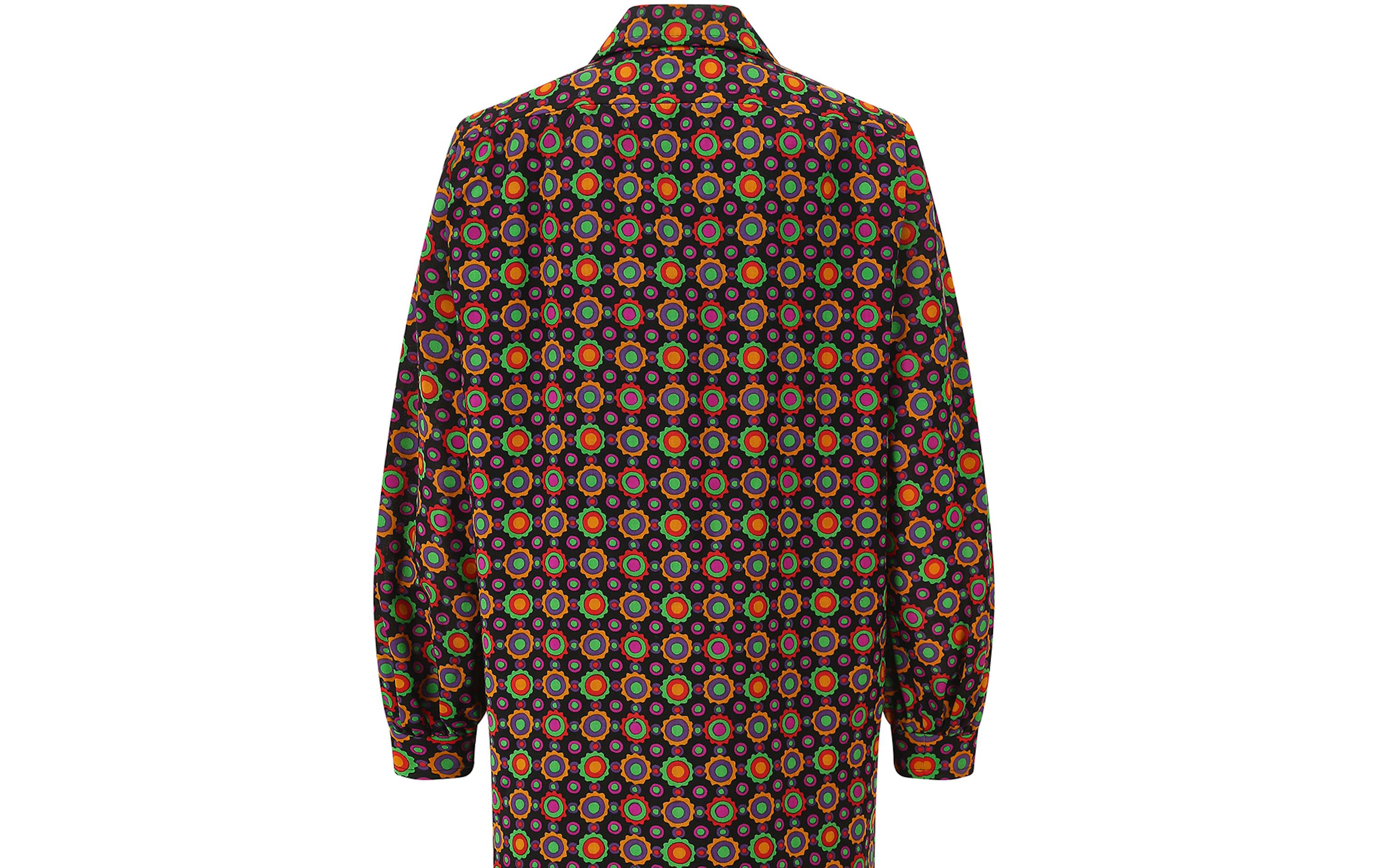 1990 Yves Saint Laurent Colourful Abstract Print Shirtwaister Dress