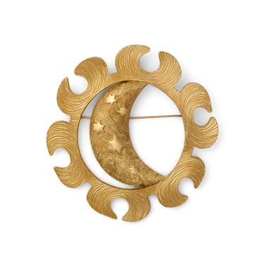 1980s Christian Dior Giant Celestial Sun Moon and Stars Brooch