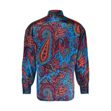 ARCHIVE - 1980s Escada Jewel Toned Paisley Silk Blouse with Detachable Collar