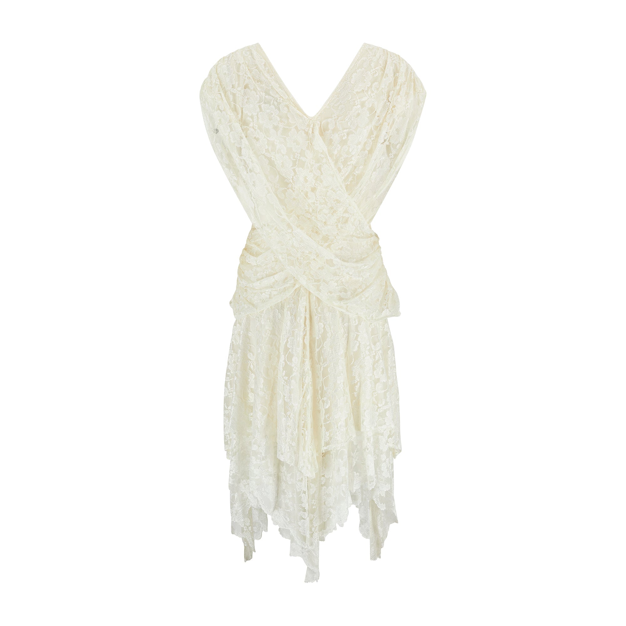 ARCHIVE - 1980s Ivory Lace Wrap-Around Wedding Dress CIRCA VINTAGE ARCHIVE - 1980s Ivory Lace Wrap-Around Wedding Dress CIRCA VINTAGE