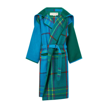 1980s Jean Charles De Castelbajac Turquoise Green Tartan Wool Coat
