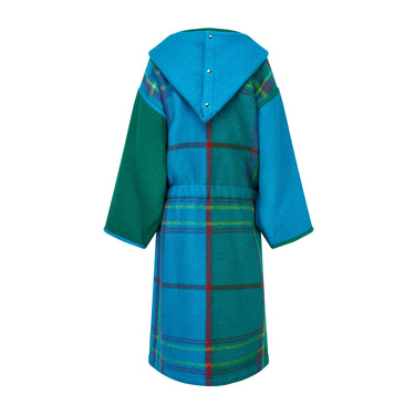 1980s Jean Charles De Castelbajac Turquoise Green Tartan Wool Coat