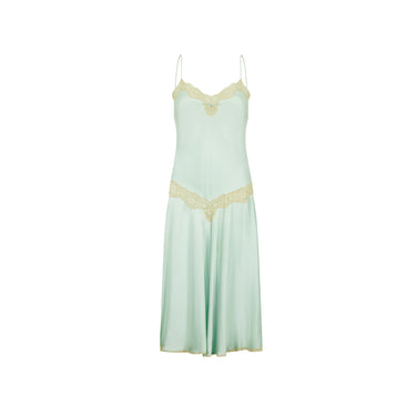 ARCHIVE - 1980s Jenny Dobell Seafoam Green and Lace Slip Dress