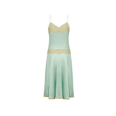 ARCHIVE - 1980s Jenny Dobell Seafoam Green and Lace Slip Dress