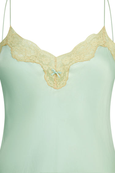 ARCHIVE - 1980s Jenny Dobell Seafoam Green and Lace Slip Dress