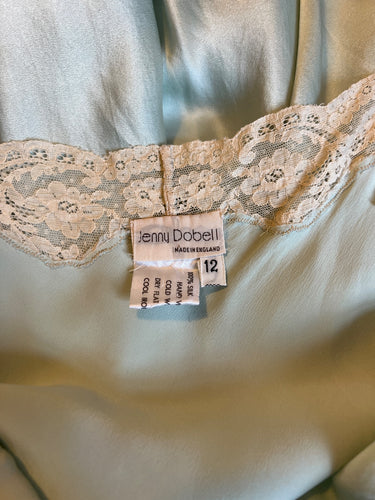 ARCHIVE - 1980s Jenny Dobell Seafoam Green and Lace Slip Dress