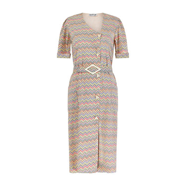 1970s Liberty Art Deco Style Shirt Dress with Diamond Buckle