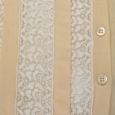 1980s Oscar De La Renta Cream Victoriana Shirt with Lace Trim