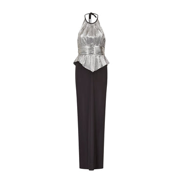 1980s Radley Silver Lurex and Black Jersey Dress