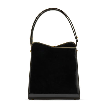 1960s Rayne Black Patent Leather Top Handle Bag