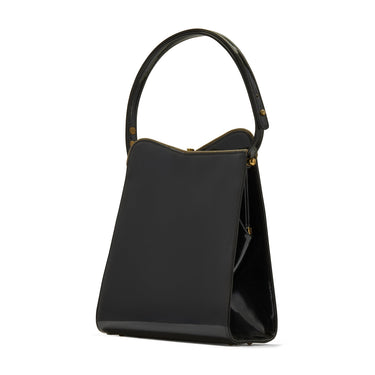 1960s Rayne Black Patent Leather Top Handle Bag