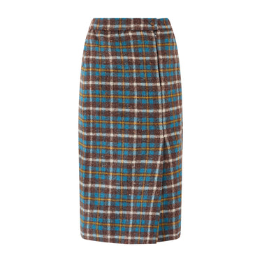 ARCHIVE - 1980s Schiaparelli Brown Wool Check Skirt Suit with Velvet Trim