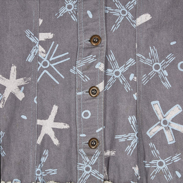 1987 Zandra Rhodes Grey Denim Ra Ra Dress