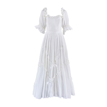 1984 Documented Laura Ashley White Cotton Wedding Dress