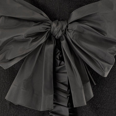 ARCHIVE - 1987 Saint Laurent Runway Black Crinkle Dress with Taffeta Ruffles