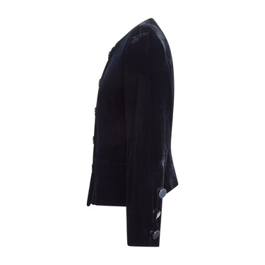 ARCHIVE - 1989 Yves Saint Laurent Black Velvet Jacket with Large Black Buttons