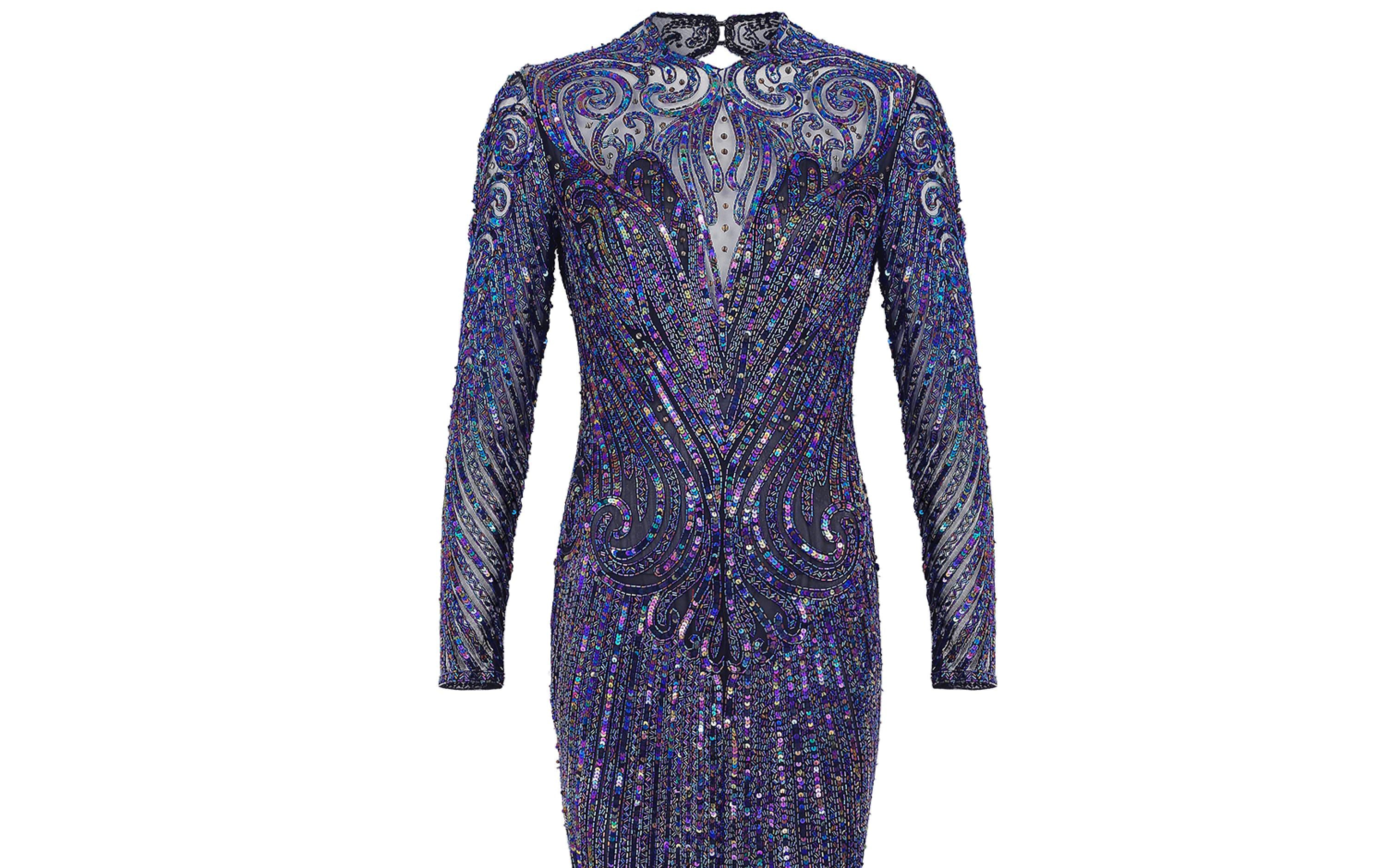 1990s Bob Mackie Blue Beaded and Sequinned Dress 1990s Bob Mackie Blue Beaded and Sequinned Dress