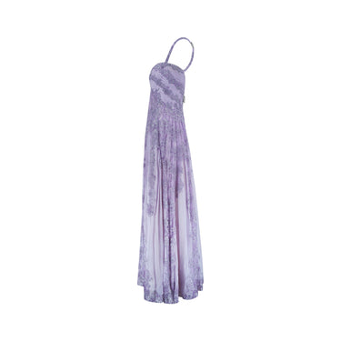 ARCHIVE - 1990s Lilac Butterfly Bespoke Embellished Chiffon Maxi Dress