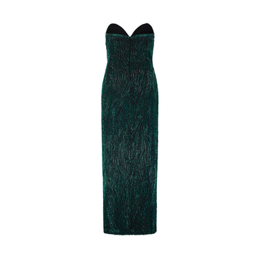 ARCHIVE - 1990s Bob Mackie Black and Green Striped Beaded Strapless Gown